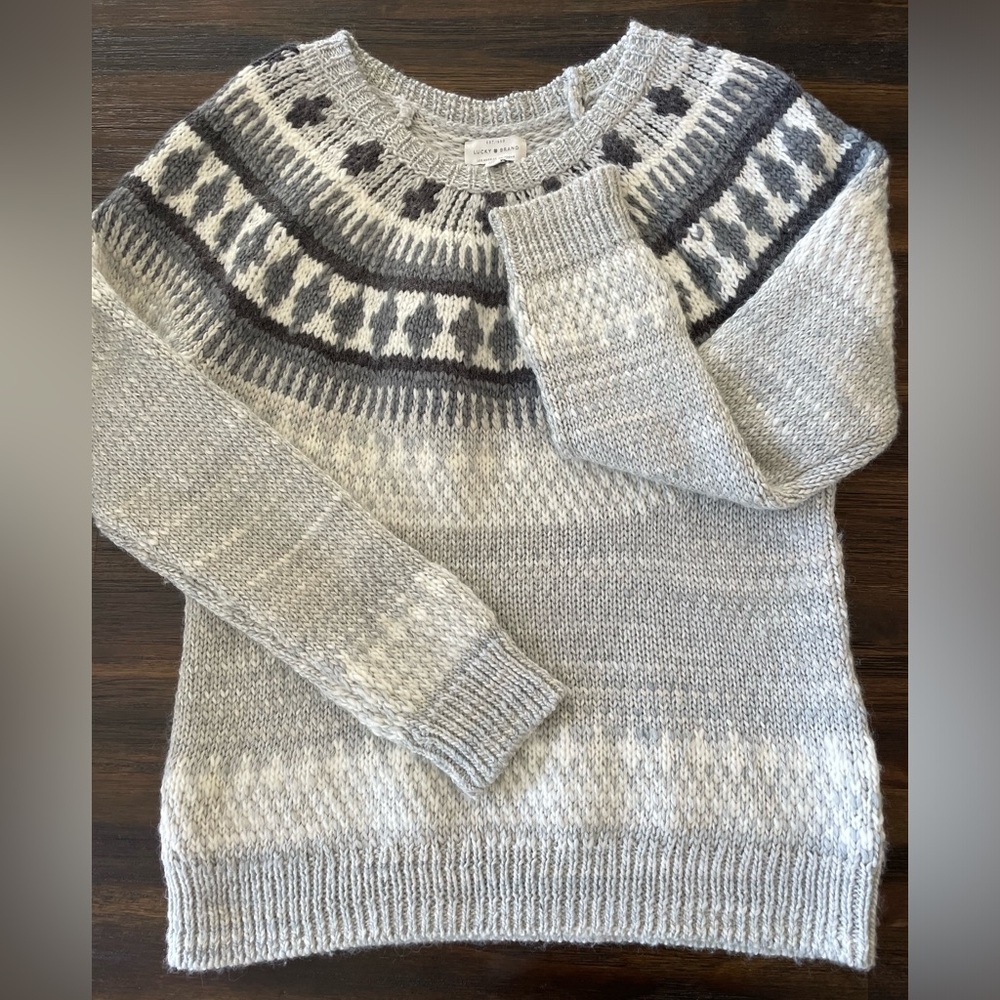 Lucky Brand Gray Patterned Sweater